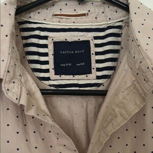 Cactus Boys Cream and Navy Polka Dot Shirt